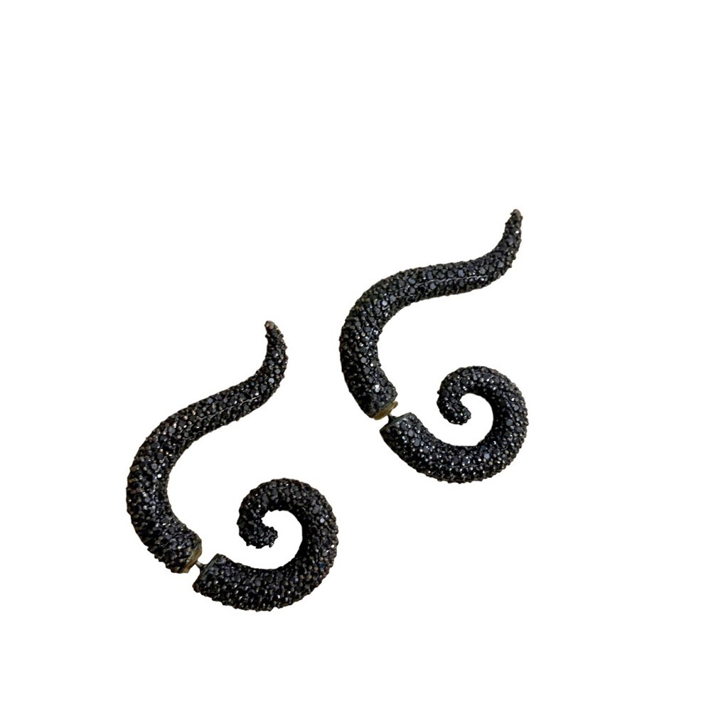 Earrings | Black Sparkles Stone Double Sided Earrings